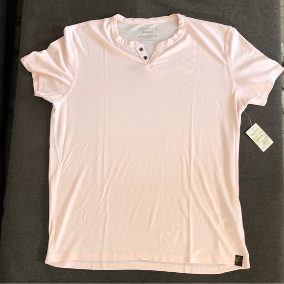 Lucky Brand Button Notch Neck T-Shirt Pink Dogwo Large - Picture 4 of 7